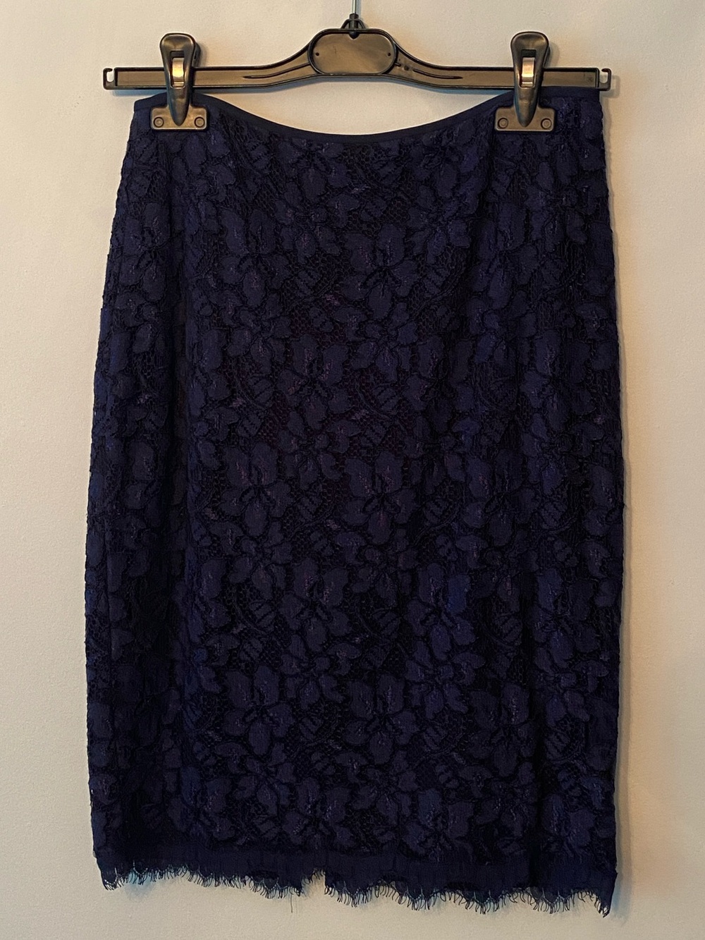 Diane Von Furstenberg Navy Floral Lace Pencil Skirt